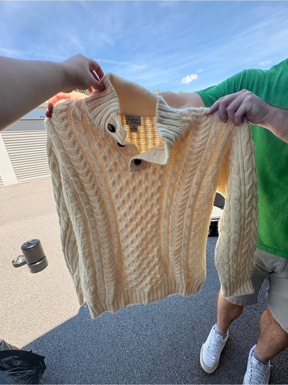 L.L. Bean Cream Cable Knit Turtleneck Sweater - Men